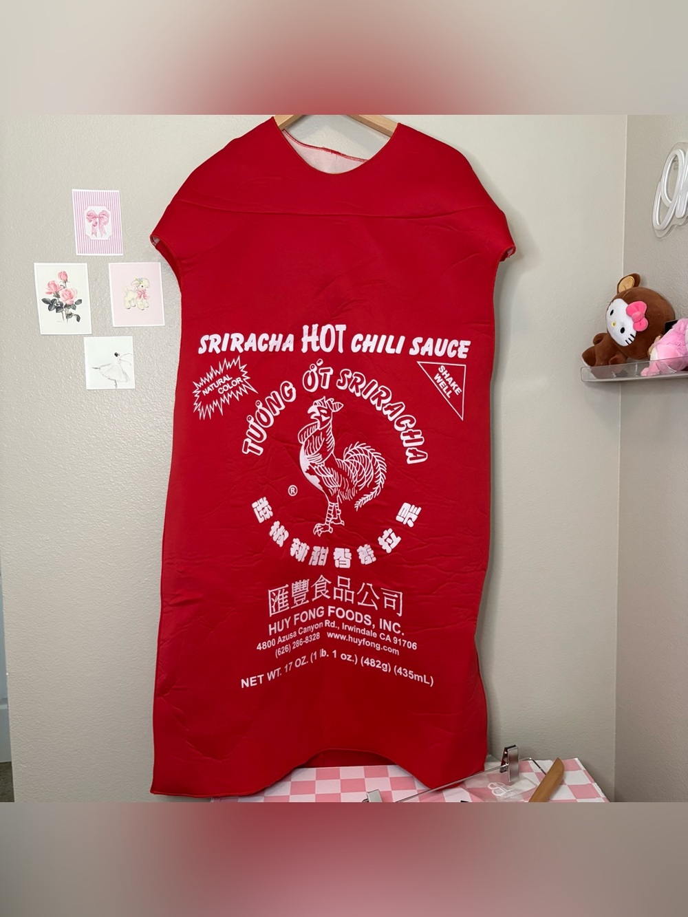 Sriracha Halloween costume adult full costume one size red green easy costume